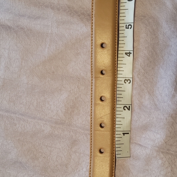 Lauren Ralph Lauren Italian tan leather belt gold tone buckle 39" x 1" Size L - Picture 7 of 11